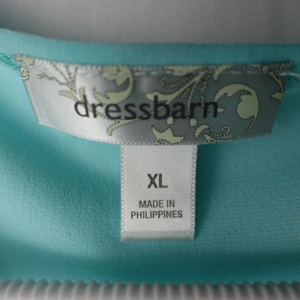 Dressbarn XL Cowl Neck Blouse Aqua Blue Sleeveless Tank Pullover Stretch Career - Picture 9 of 16